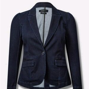 Torrid Dark Navy Denim Single-Button Blazer